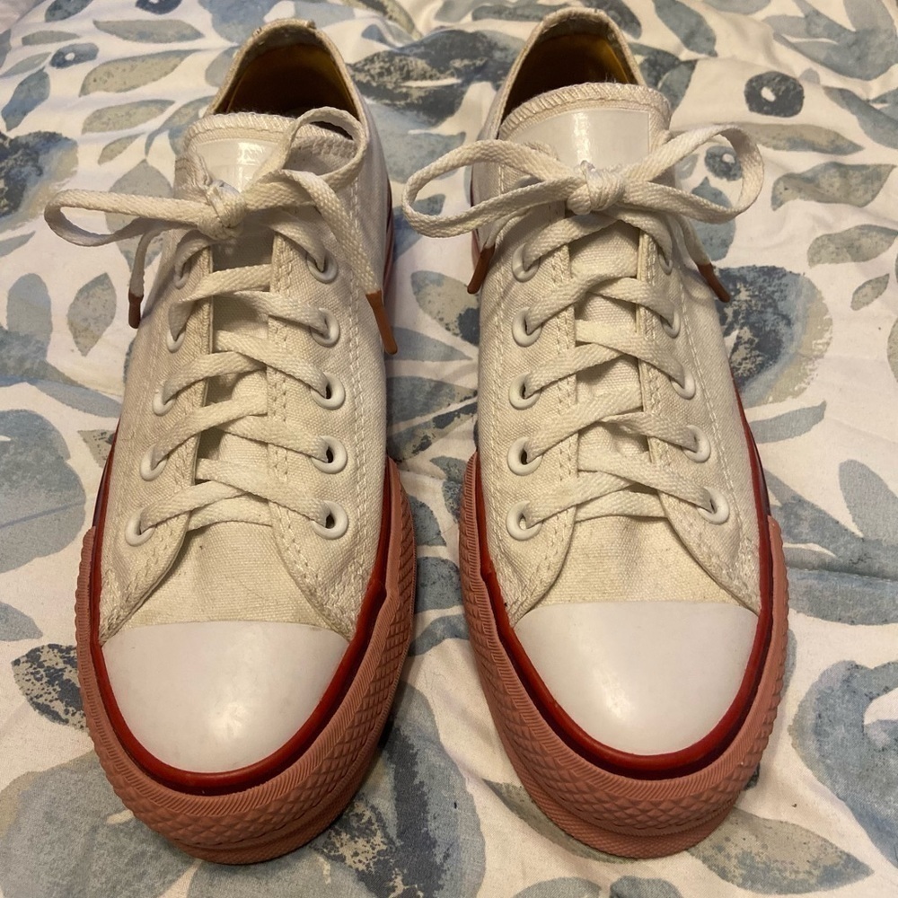 Converse Chuck Taylor All Star Platform Low x OPI White Rust Pink 7.5